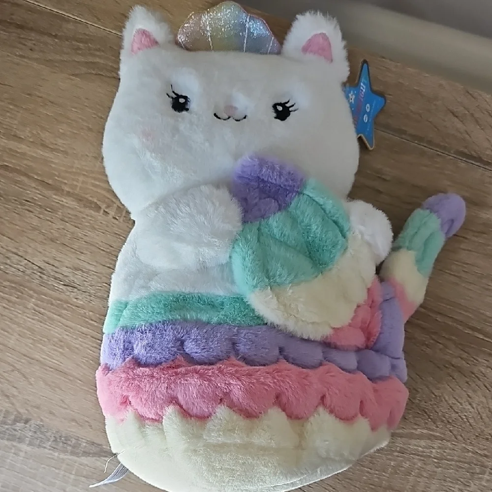 FAO Schwarz Rainbow Plush Cat Mermaid Toy
